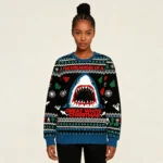Man Eating Shark Christmas Ugly Sweater Funny