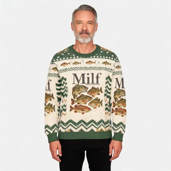 Man I Love Fish Ugly Sweater Animal Themed Tre