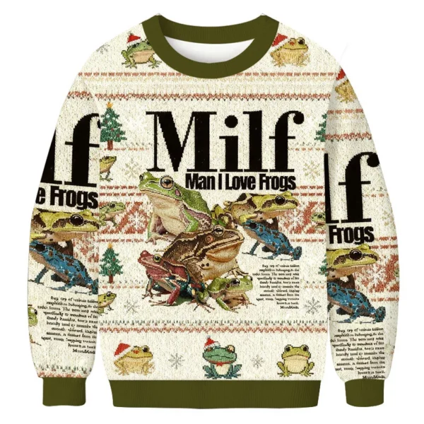man i love frogs meme christmas ugly sweater animal themed xmas.webp