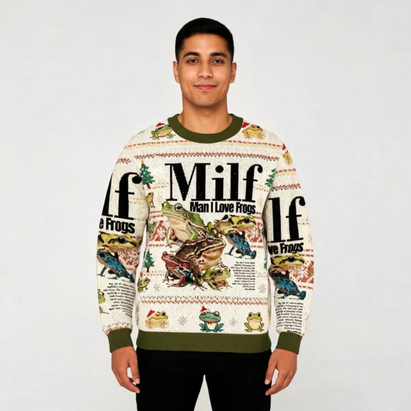 Man I Love Frogs Meme Christmas Ugly Sweater A