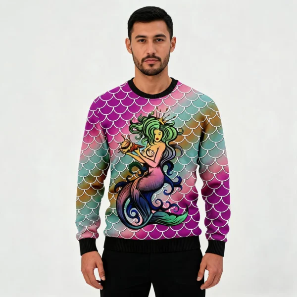 Mermaid Light Ugly Christmas Sweater Holiday C