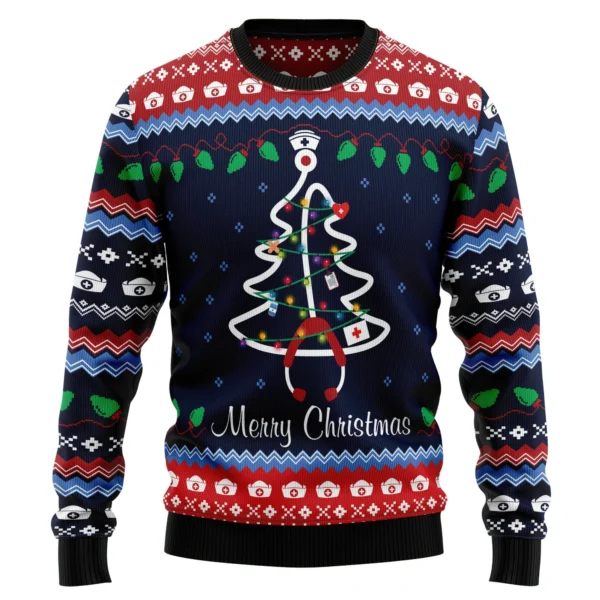 merry christmas nurse ugly christmas sweater.webp