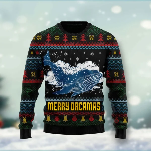 merry christmas orcas killer whale ugly christmas sweater winter.webp