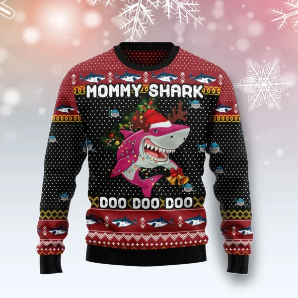 mommy shark christmas ugly christmas sweater animal themed shark.webp