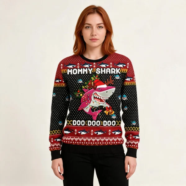 Mommy Shark Christmas Ugly Christmas Sweater A