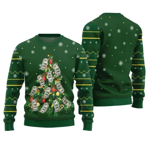money christmas tree ugly christmas sweater soft cotton sweatshirt.webp