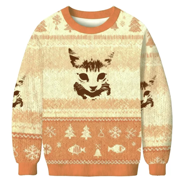 monochrome kitten portrait christmas ugly sweater xmas outfits xmas.webp