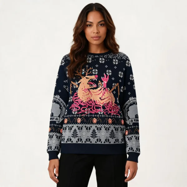 Monster Reindeer Ugly Christmas Sweater Christ