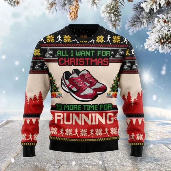 more time for running ugly christmas sweater holiday wear christmas.webp