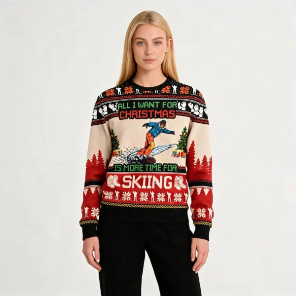 More Time For Skiing Ugly Christmas Sweater Ho