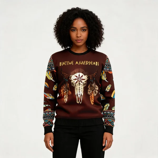 Native Skull Ugly Christmas Sweater Native Ame