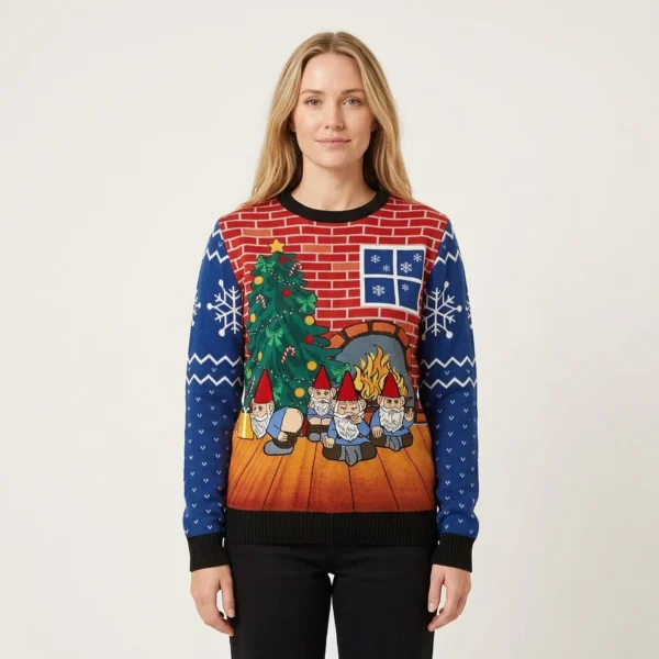 Naughty Gnome Funny Christmas Sweater Royal Cu