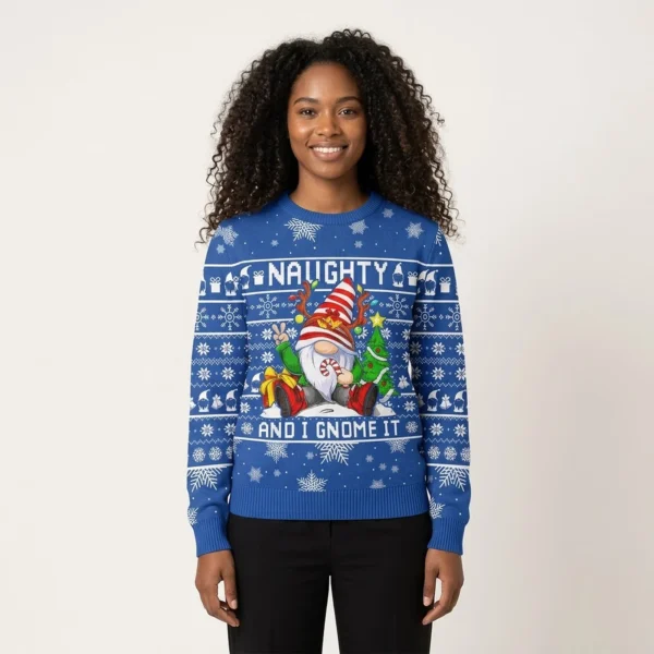Naughty Gnome Ugly Christmas Sweater Royal War