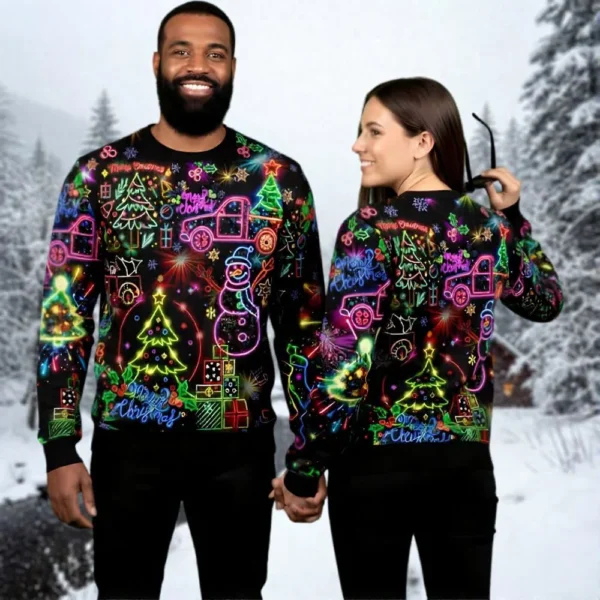 neon snowman christmas ugly sweater christmas clothing xmas gift.webp
