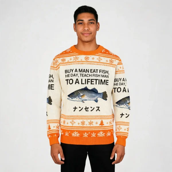 Nonsense Buy A Man Eat Fish Christmas Ugly Swe