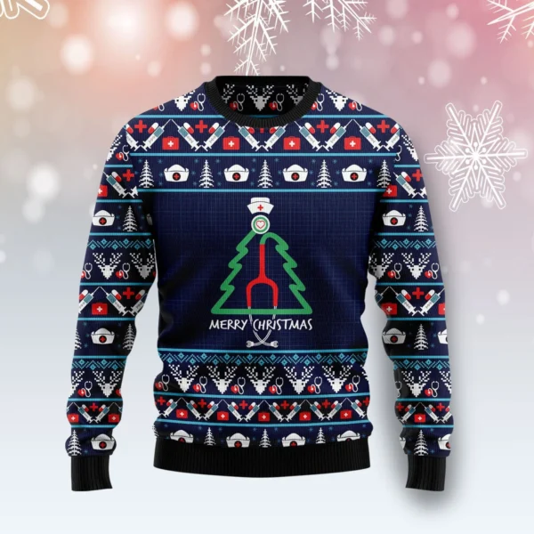 nurse christmas tree ugly christmas sweater winter clothing xmas gift.webp