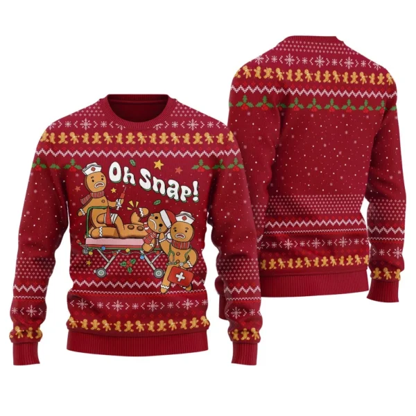 oh snap gingerbread ugly christmas sweater for women unique holiday.webp