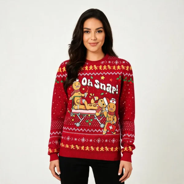 Oh Snap Gingerbread Ugly Christmas Sweater For