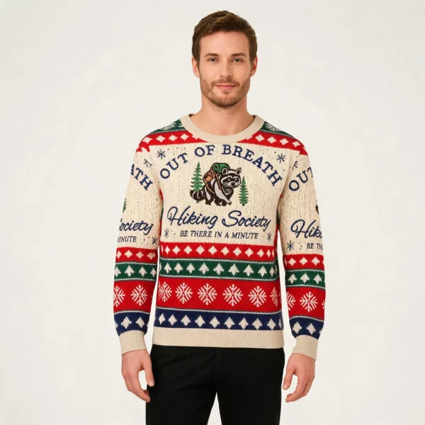 Out Of Breath Funny Raccoon Hiking Christmas U