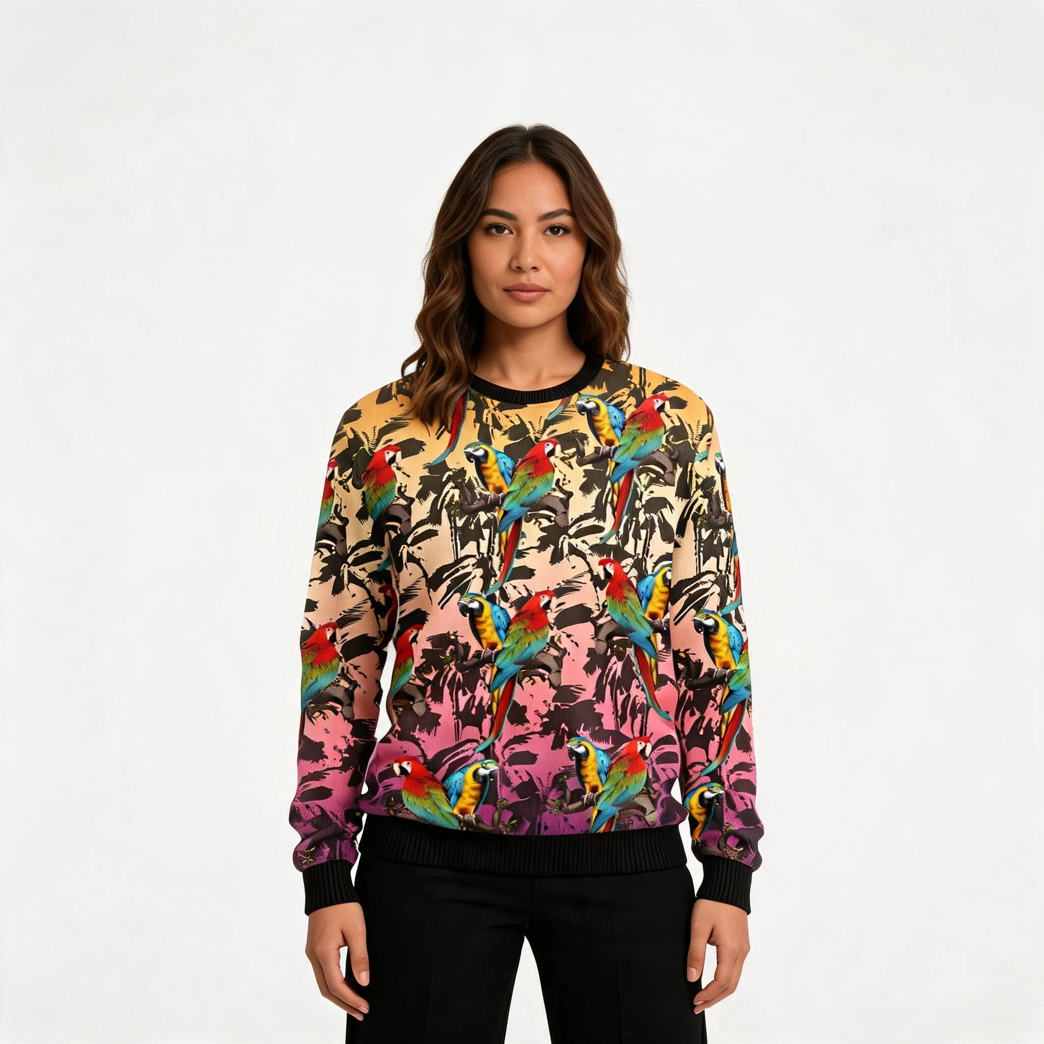 Parrot Palm Forest Ugly Christmas Sweater Anim Parrot Palm Forest Ugly Christmas Sweater Anim