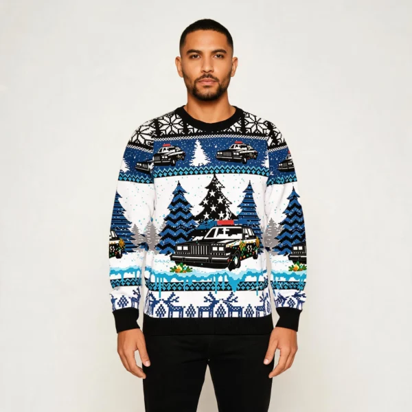 Patrol Car Holiday Christmas Ugly Sweater Chri