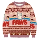 Paws Funny Cat Parody Christmas Ugly Sweater H