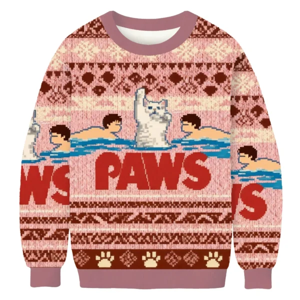 paws funny cat parody christmas ugly sweater holiday apparel xmas.webp
