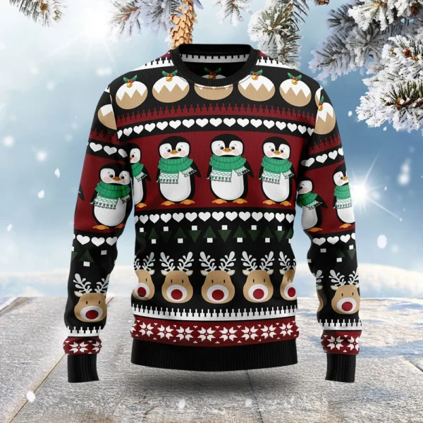penguin christmas tree funny ugly xmas sweaters cool xmas clothes.webp