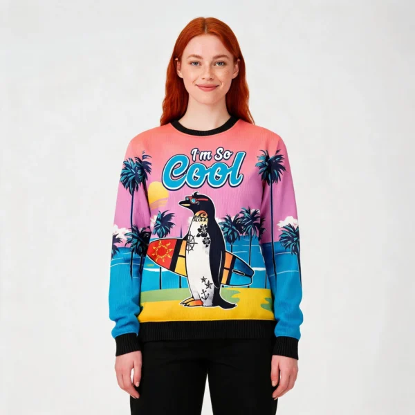 Penguin Im So Cool Ugly Christmas Sweater Wint