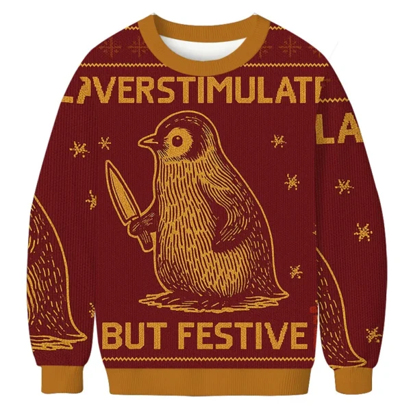 penguin overstimulated but festive christmas ugly apparel christmas.webp