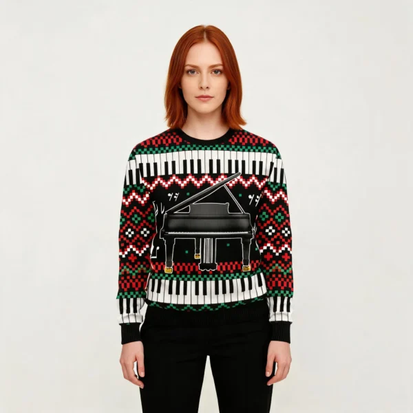 Piano Awesome Ugly Christmas Sweater Winter Cl
