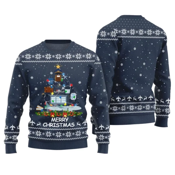 pilot merry christmas tree funny xmas sweater comfortable holiday.webp