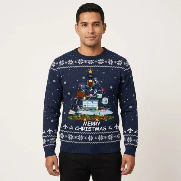 Pilot Merry Christmas Tree Funny Xmas Sweater