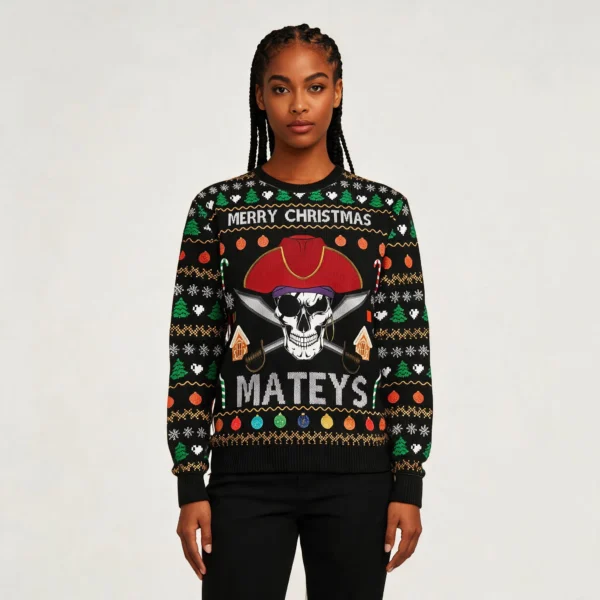 Pirate Skull Merry Christmas Ugly Sweater Holi