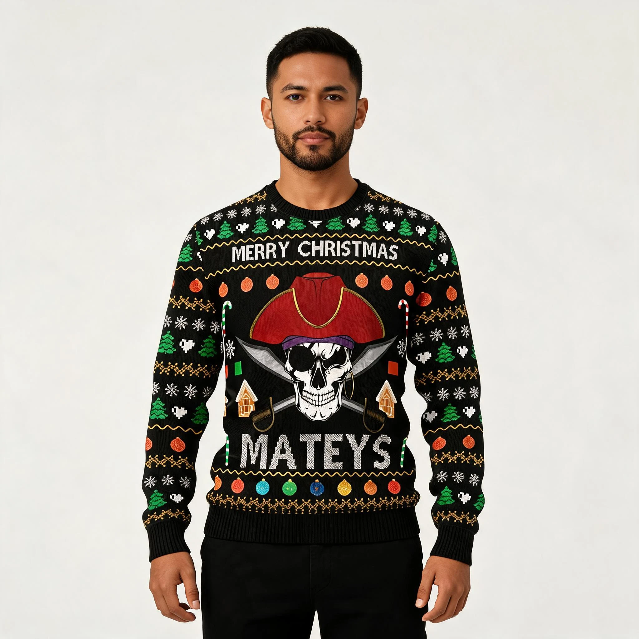 Pirate Skull Ugly Christmas Sweater Christmas Pirate Skull Ugly Christmas Sweater Christmas