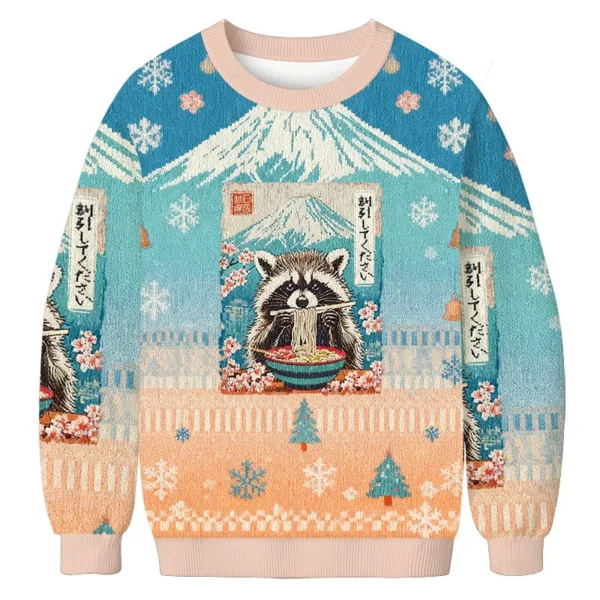 please give raccoon a discount christmas ugly sweater xmas themed.webp