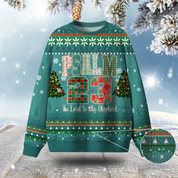 psalm 23 the lord is my shepherd ugly christmas sweater xmas wear.webp