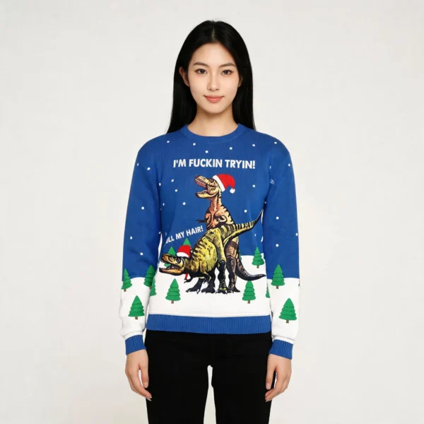Pull My Hair Dinosaur Dirty Mens Ugly Sweater