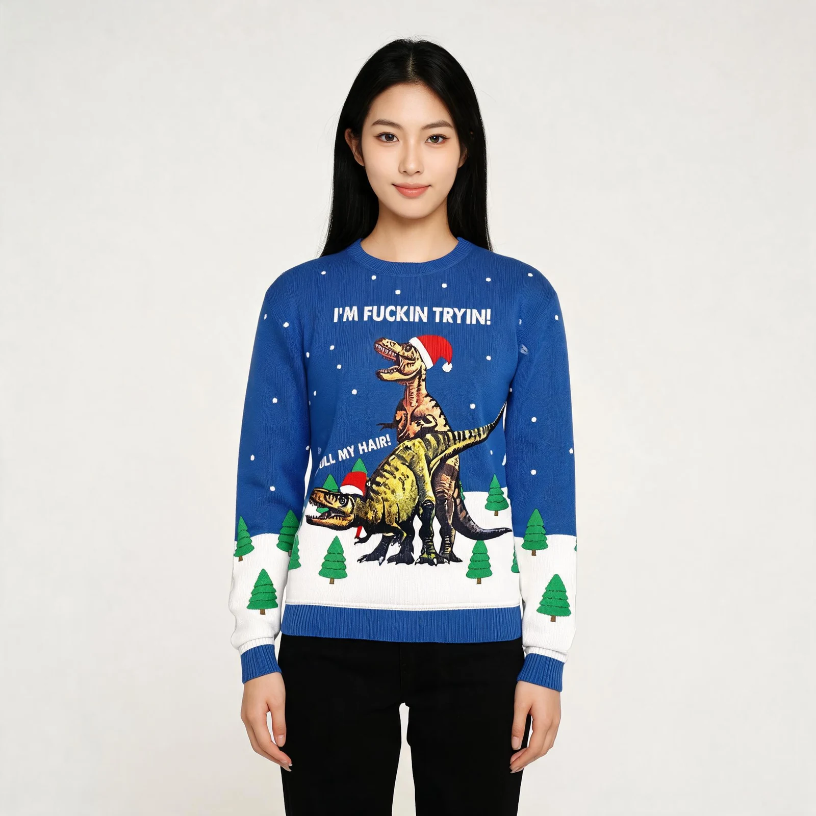 Pull My Hair Dinosaur Dirty Mens Ugly Sweater Pull My Hair Dinosaur Dirty Mens Ugly Sweater