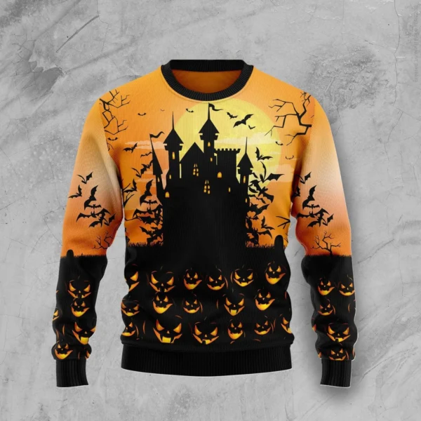 pumpkin town ugly christmas sweater spooky apparel christmas gift.webp