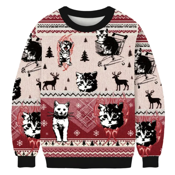 punk kittens with flame designs and shopping cart christmas ugly.webp
