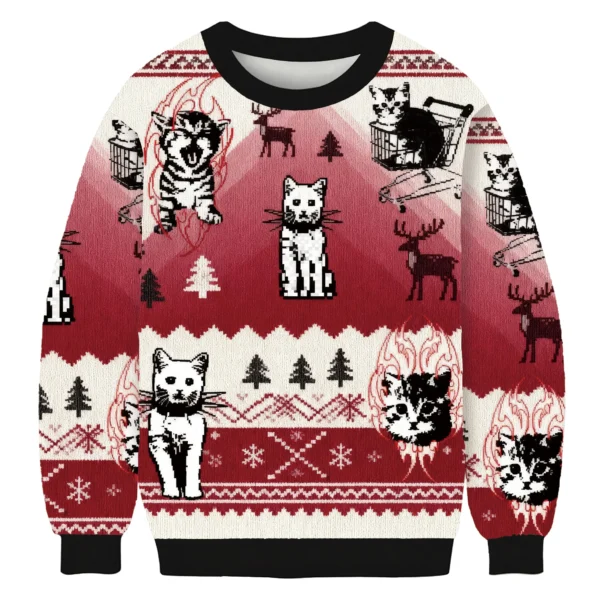 punk kittens with flame designs and shopping cart motif christmas.webp