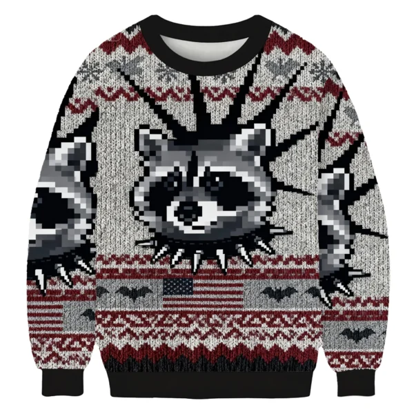 punk raccoon with mohawk and spiked collar christmas outfits.webp