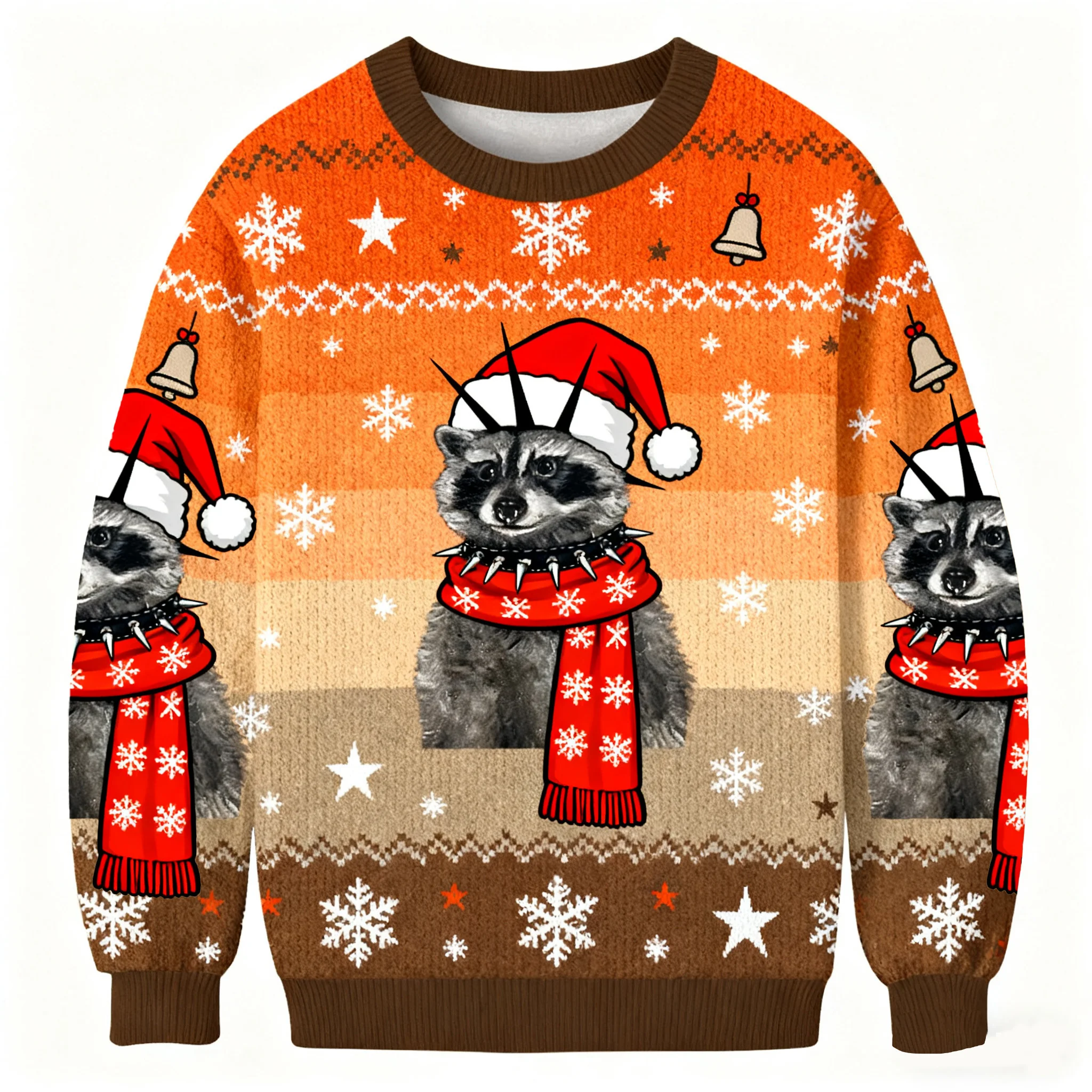 punk raccoon with mohawk and spiked collar christmas ugly sweater.webp punk raccoon with mohawk and spiked collar christmas ugly sweater.webp