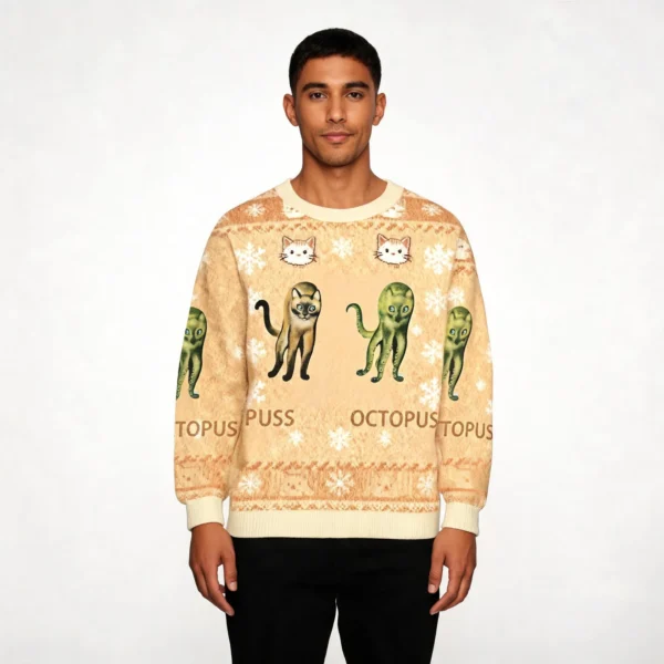 Puss And Octopus Hybrid Meme Christmas Ugly Sw