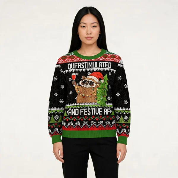Raccoon Fun Christmas Ugly Sweater Animal Them