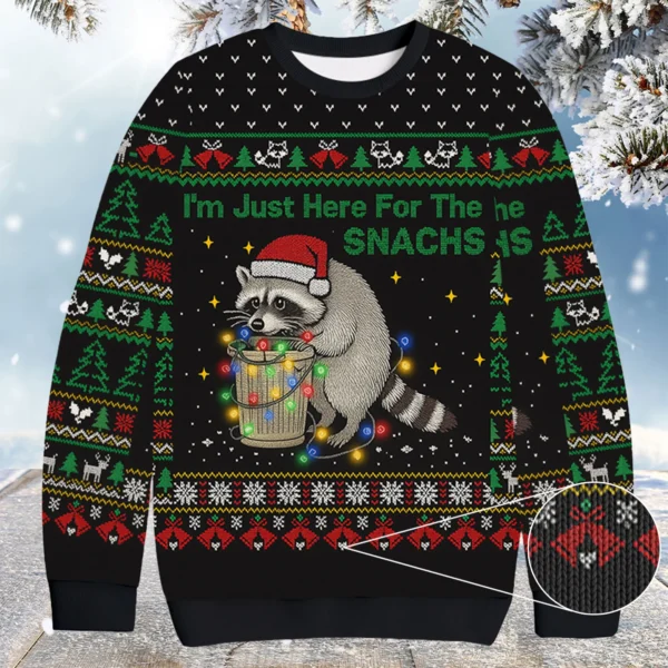 raccoon funny snack christmas ugly sweater christmas presents for mum.webp