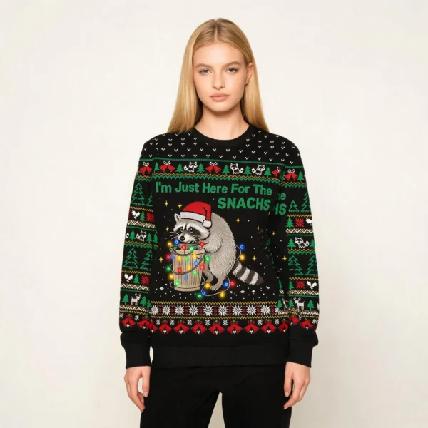 Raccoon Funny Snack Christmas Ugly Sweater Chr
