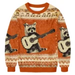 Raccoon Guitar Ugly Sweater Anima Themed Chris