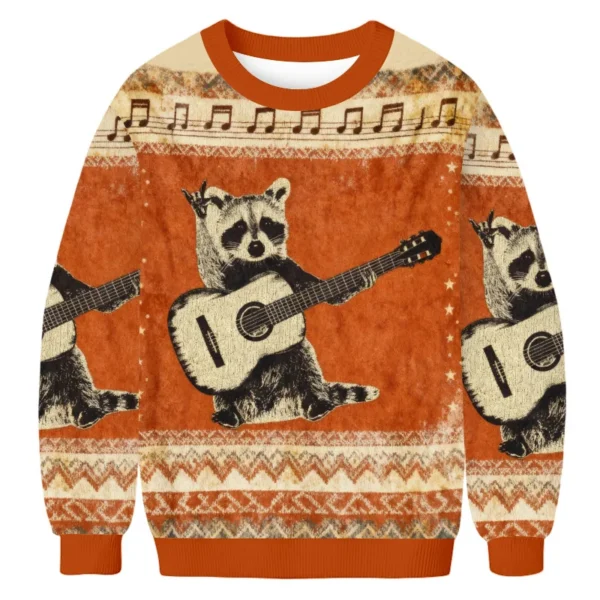 raccoon guitar ugly sweater anima themed christmas apparel music.webp